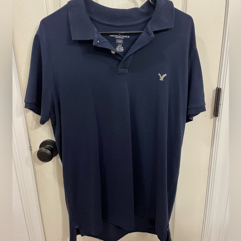 American Eagle navy blue polo shirt